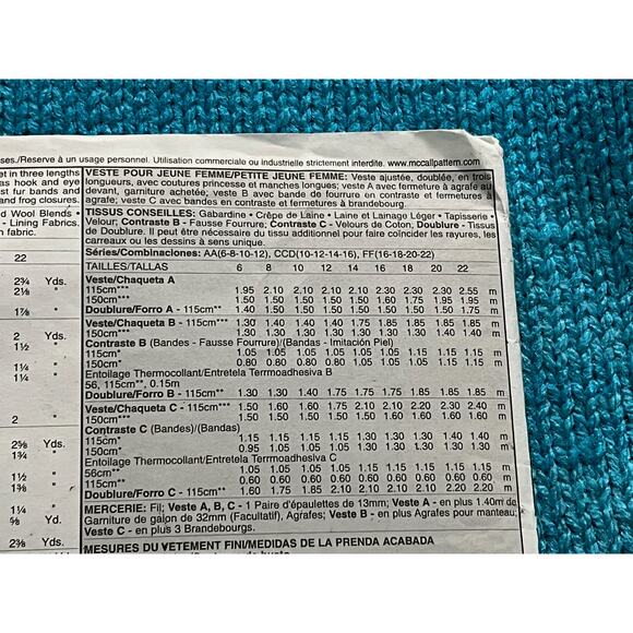 McCalls 4927 pattern jacket size 6 8 10 12 - Picture 6 of 7